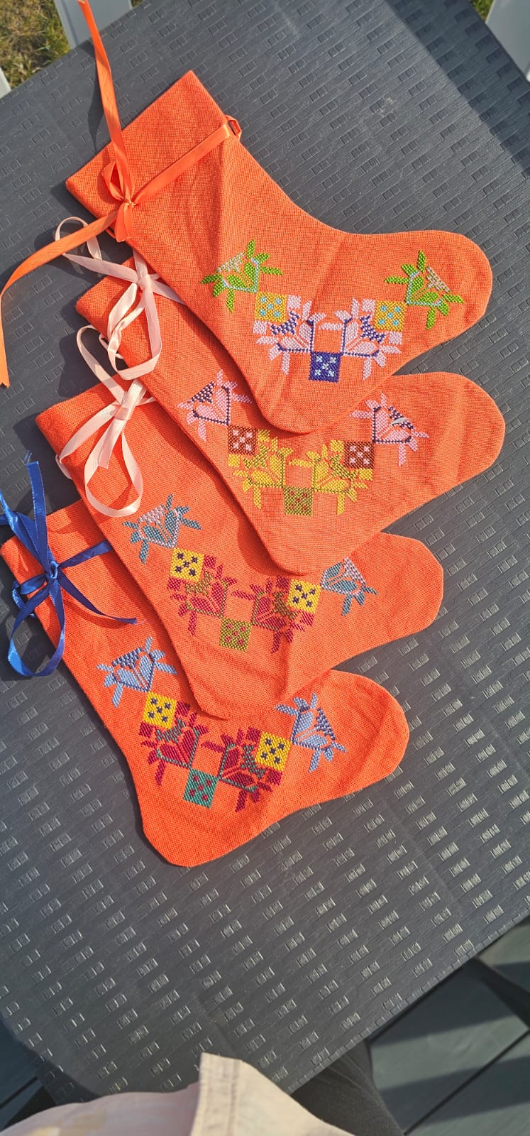 🧡 Tatreez Gift/celebration Stockings – Peach/ Orange Edition