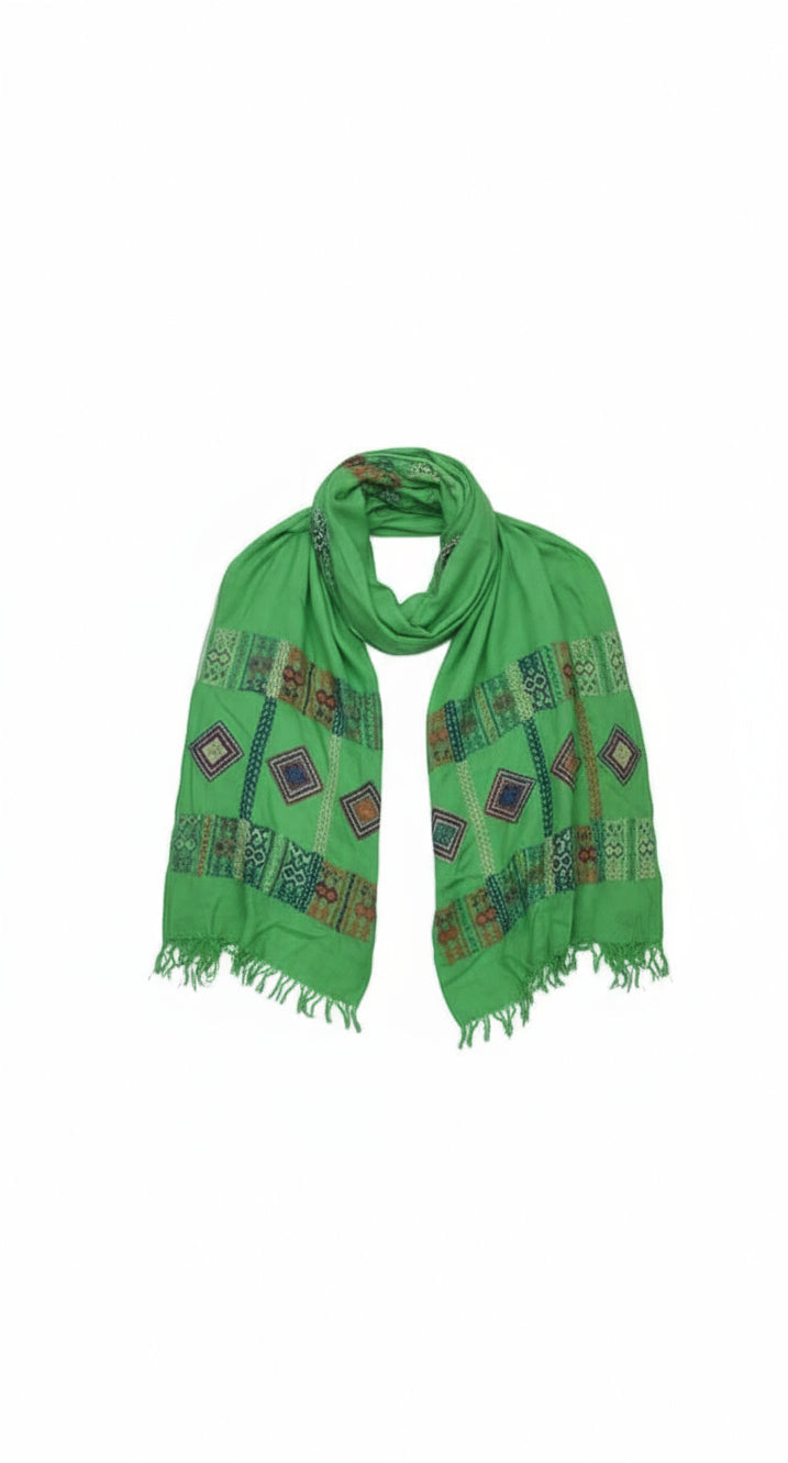 🌿 Green Tatreez Scarf – Inspired by Nature