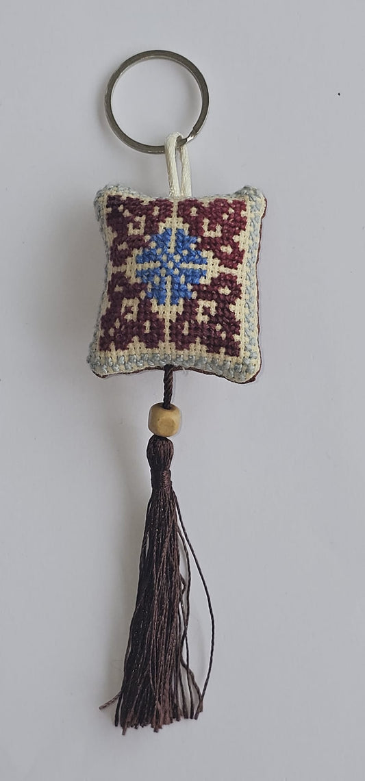 Palestinian Tatreez Square Key Ring