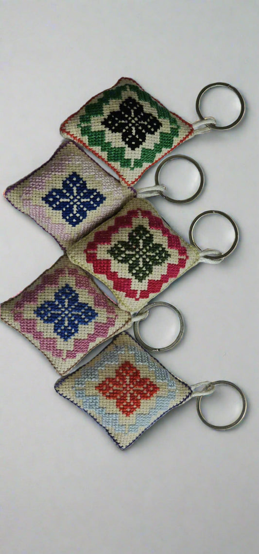 Palestinian Tatreez Diamond Key Ring
