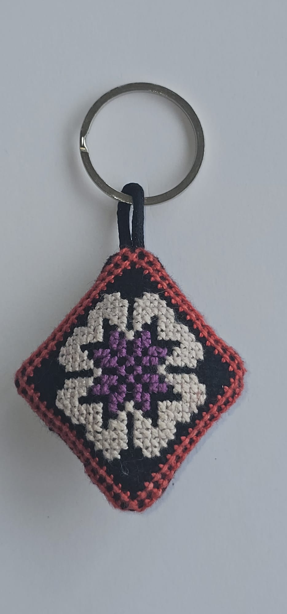 Palestinian Tatreez Floral Diamond Key Ring