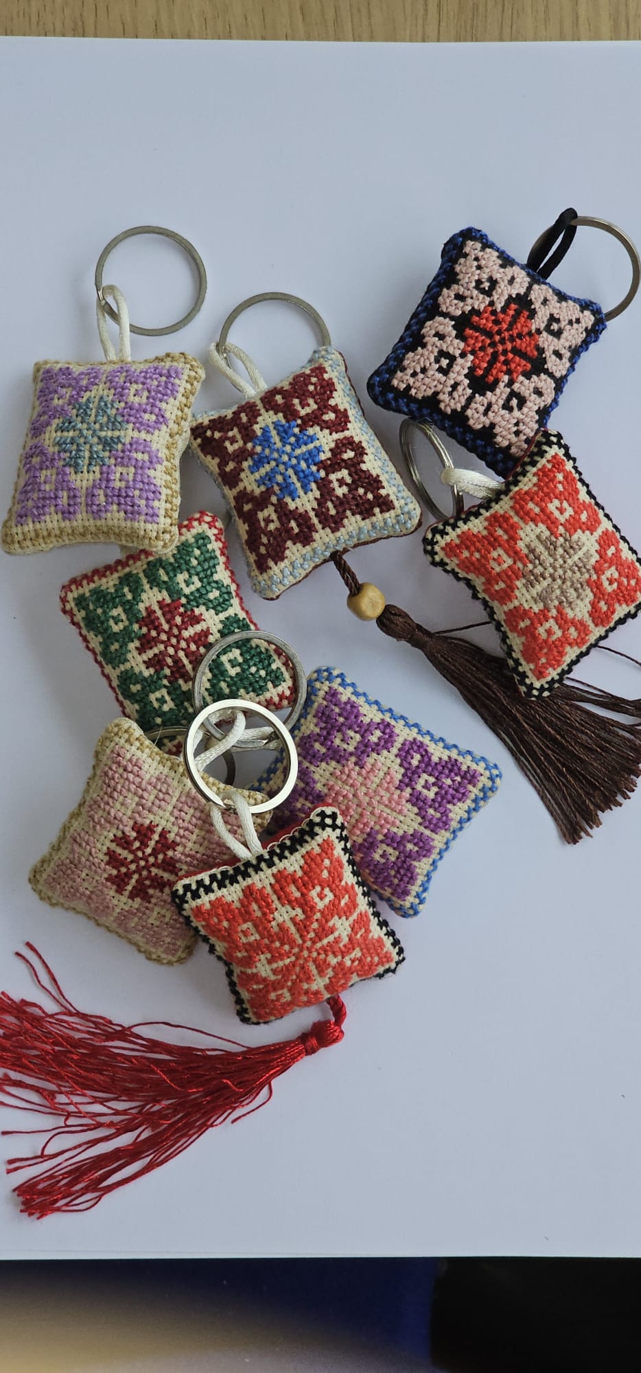 Palestinian Tatreez Square Key Ring