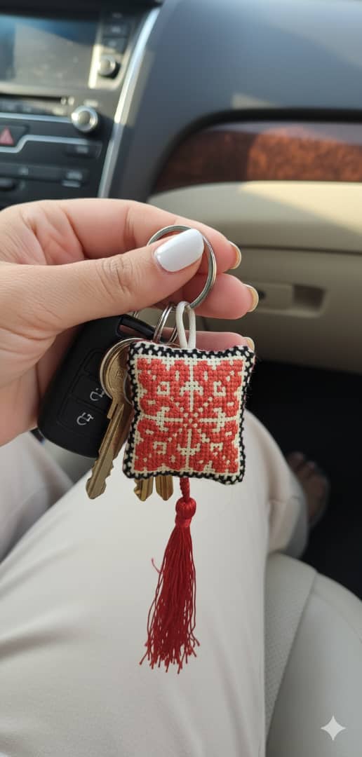 🍊 Square Tatreez & Citrus Key Rings
