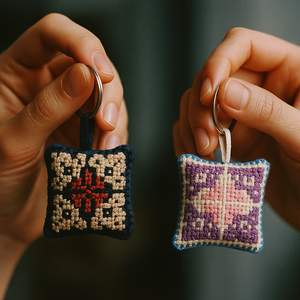 Palestinian Tatreez Square Key Ring