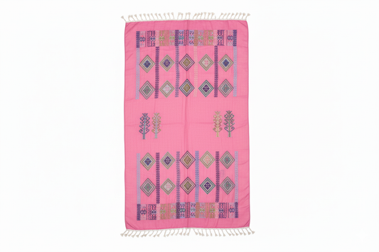 🌸 Pink Tatreez Scarf – Grace in Every Stitch