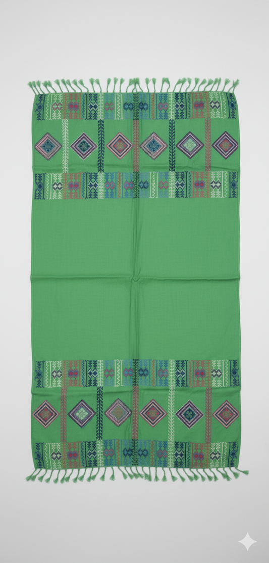 🌿 Green Tatreez Scarf – Inspired by Nature