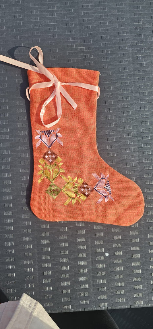 🧡 Tatreez Gift/celebration Stockings – Peach/ Orange Edition