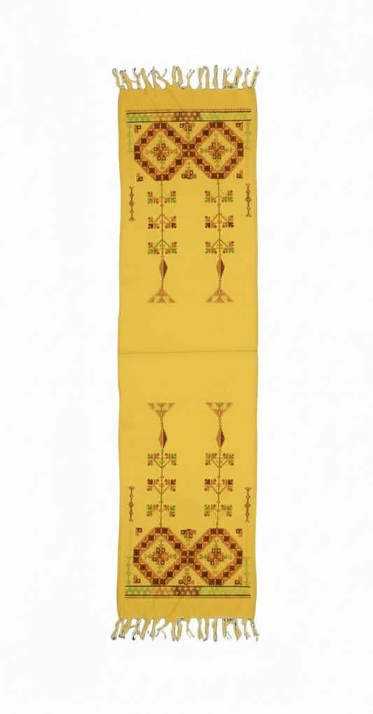 🍂 Golden Yellow Tatreez Scarf – Bold & Traditional