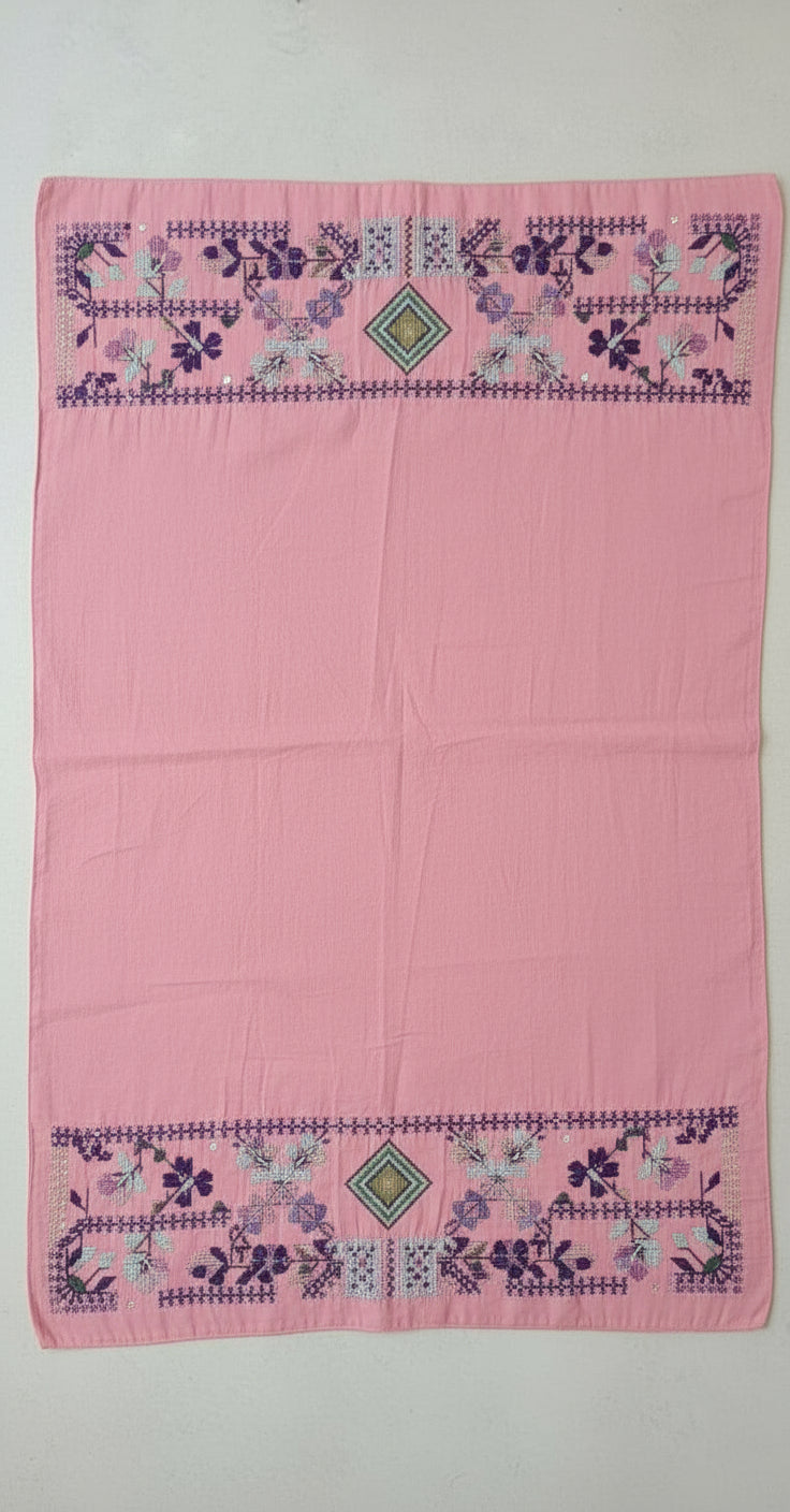 🌸 Pink Tatreez Scarf – Grace in Every Stitch