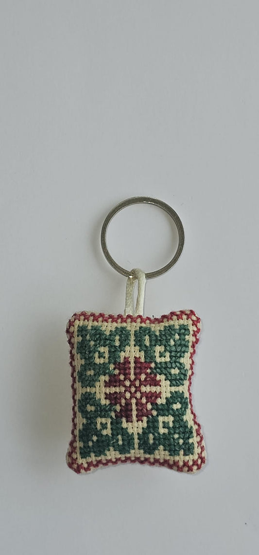 Palestinian Tatreez Square Key Ring