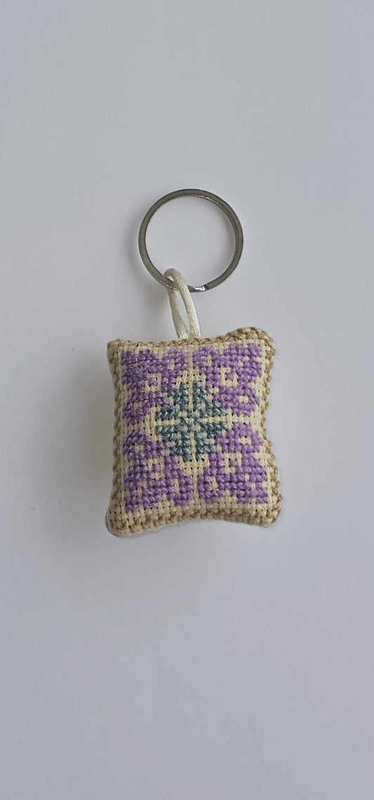 Palestinian Tatreez Square Key Ring