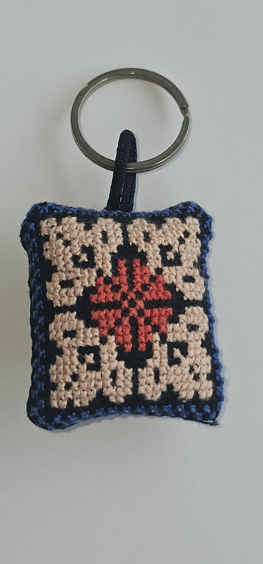 Palestinian Tatreez Square Key Ring