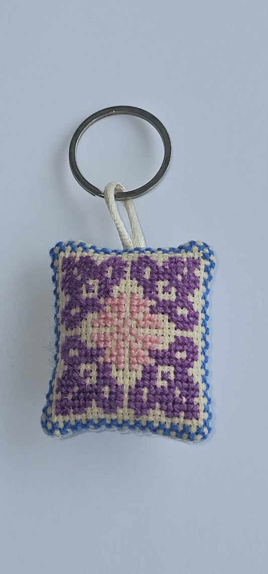 Palestinian Tatreez Square Key Ring