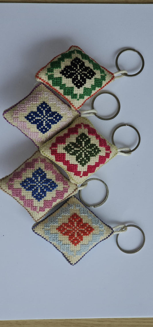 Palestinian Tatreez Diamond Key Ring