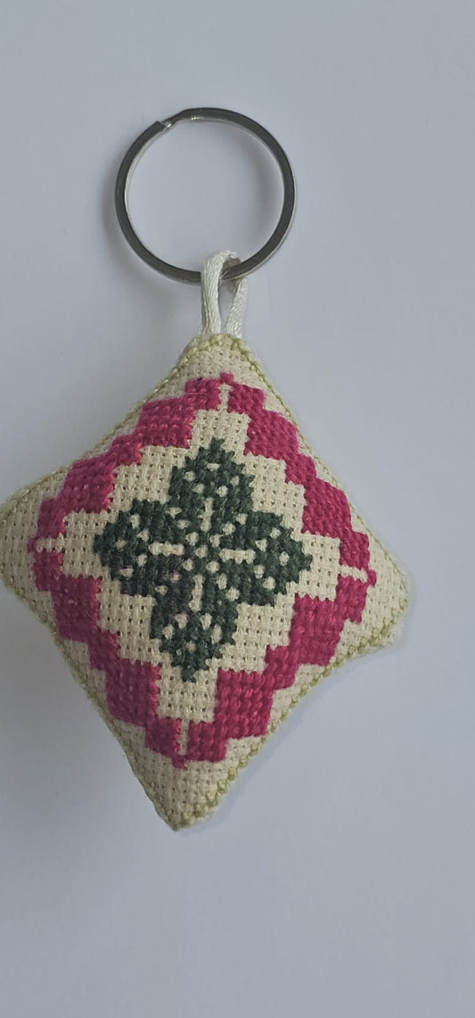 Palestinian Tatreez Diamond Key Ring