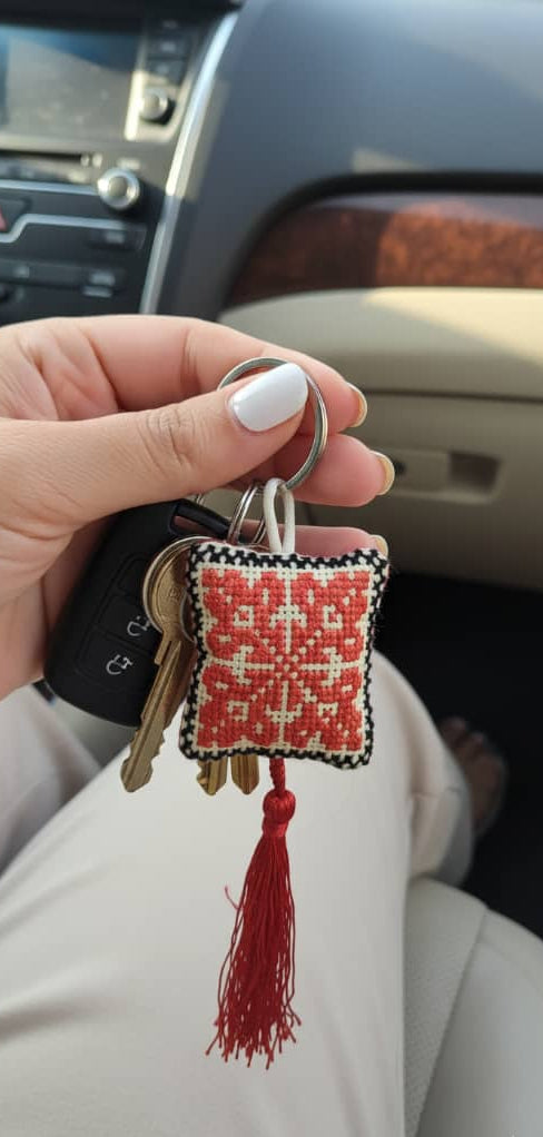 Palestinian Tatreez Square Key Ring