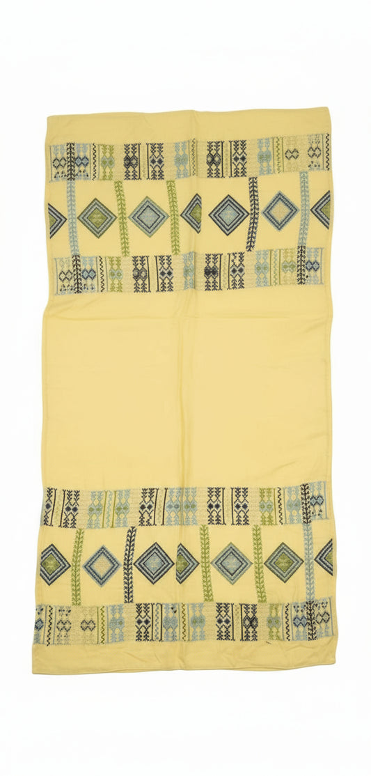 ☀️ Yellow Tatreez Scarf – Radiance in Heritage